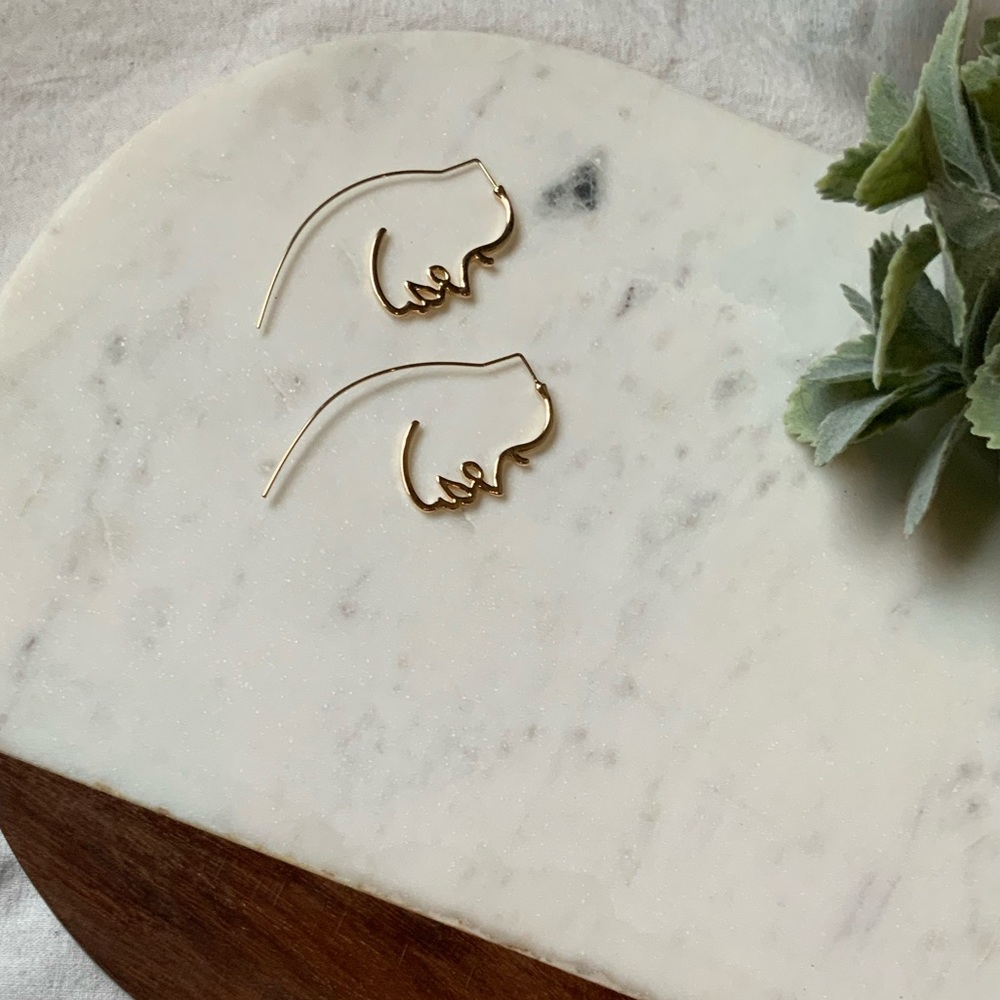 The Amina - Gold Statement Silhouette Earrings - Picture 5 of 9